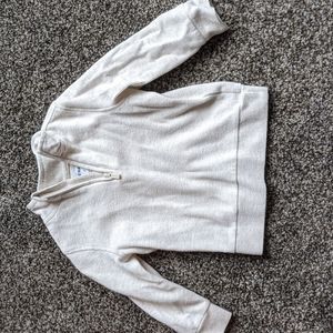 Mock neck half zip cream sweater